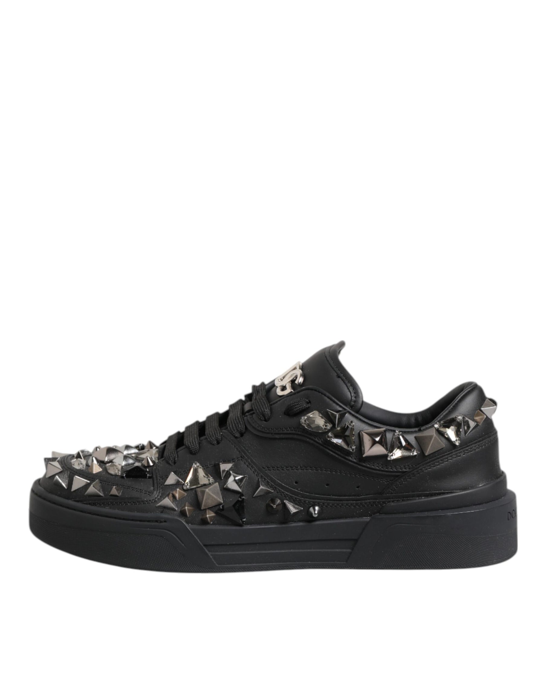 Dolce & Gabbana Black Portofino Studded Men Sneakers Shoes | Regal Royce