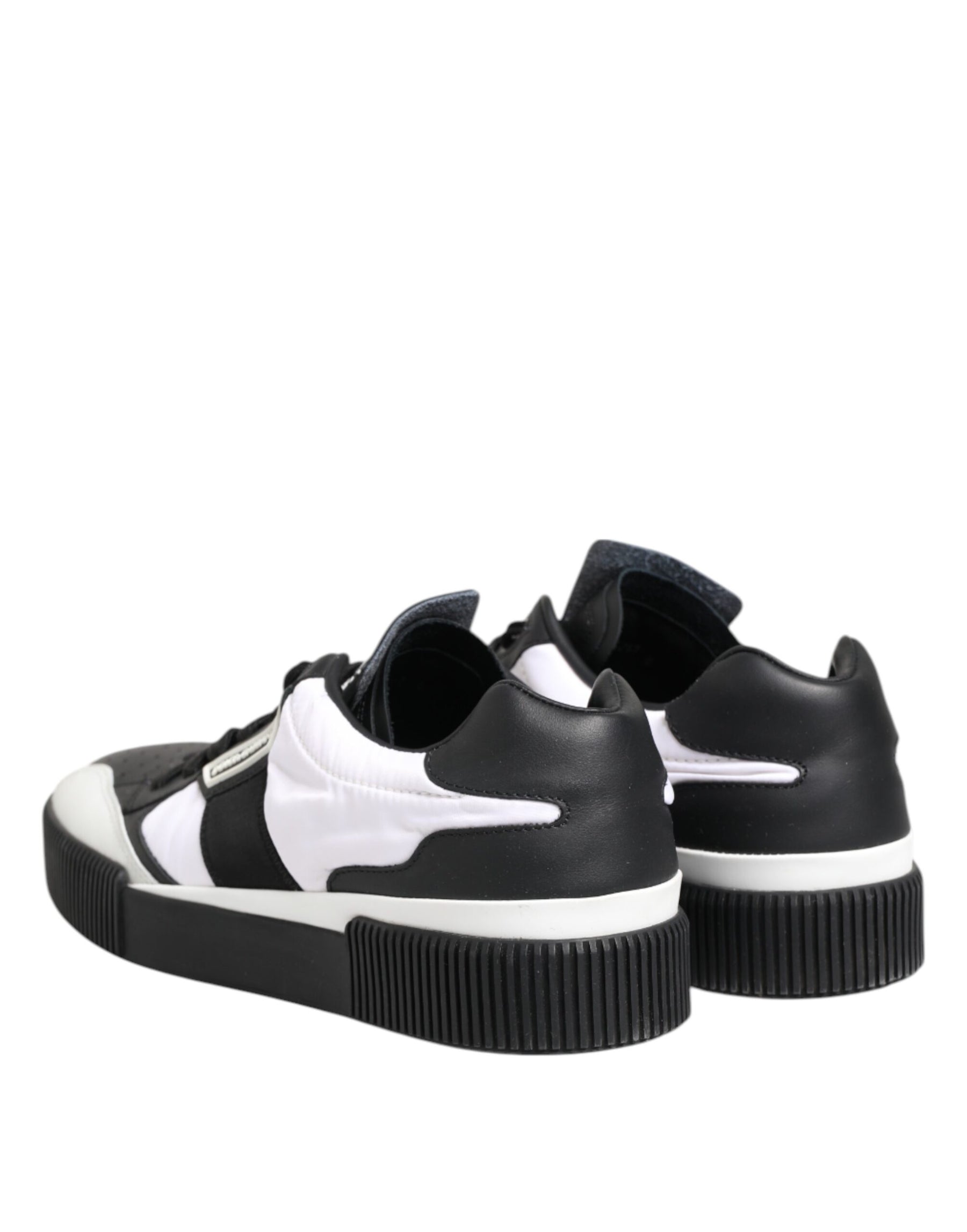 Dolce & Gabbana Black White Leather MIAMI Low Top Sneakers Shoes | Regal Royce