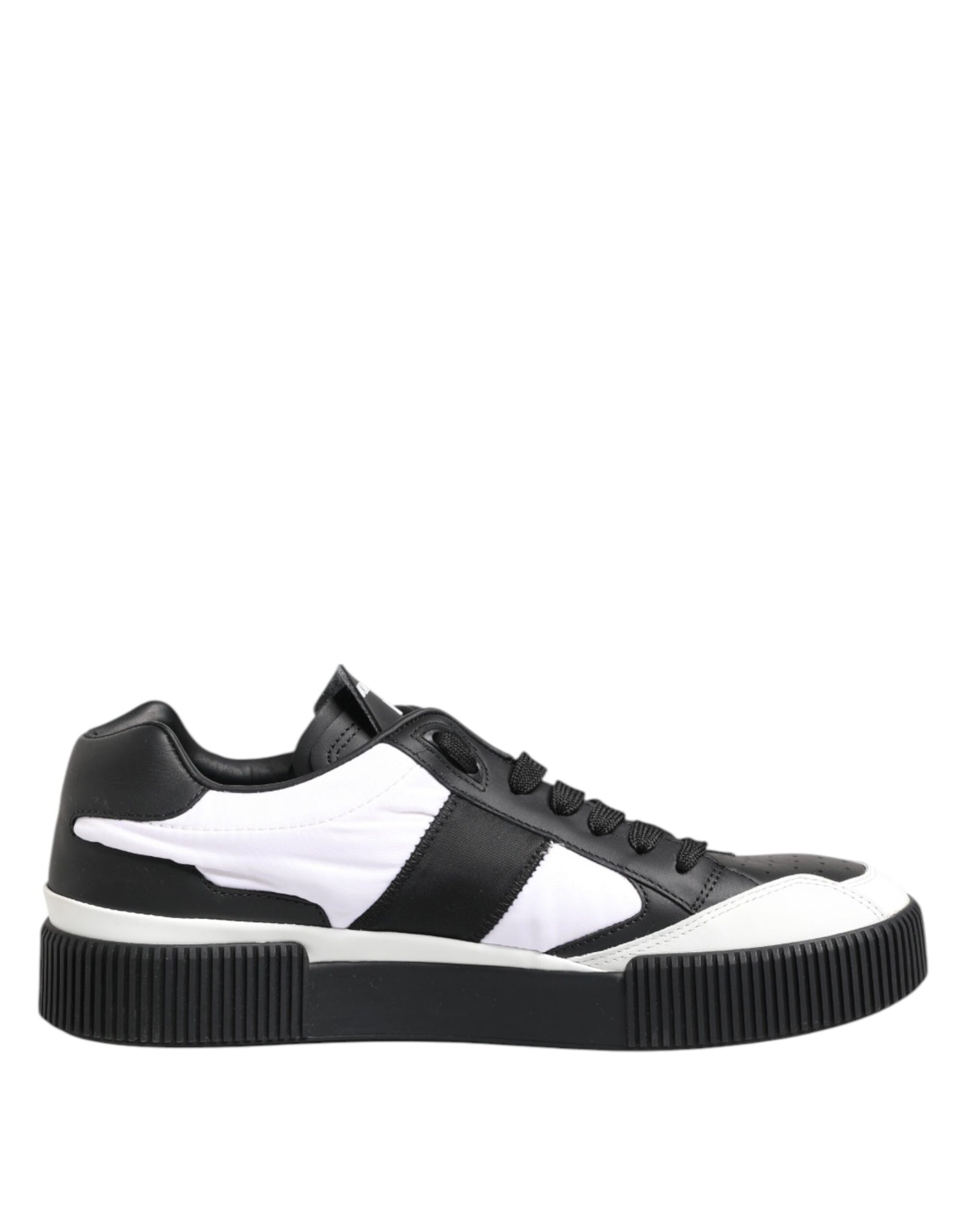 Dolce & Gabbana Black White Leather MIAMI Low Top Sneakers Shoes | Regal Royce