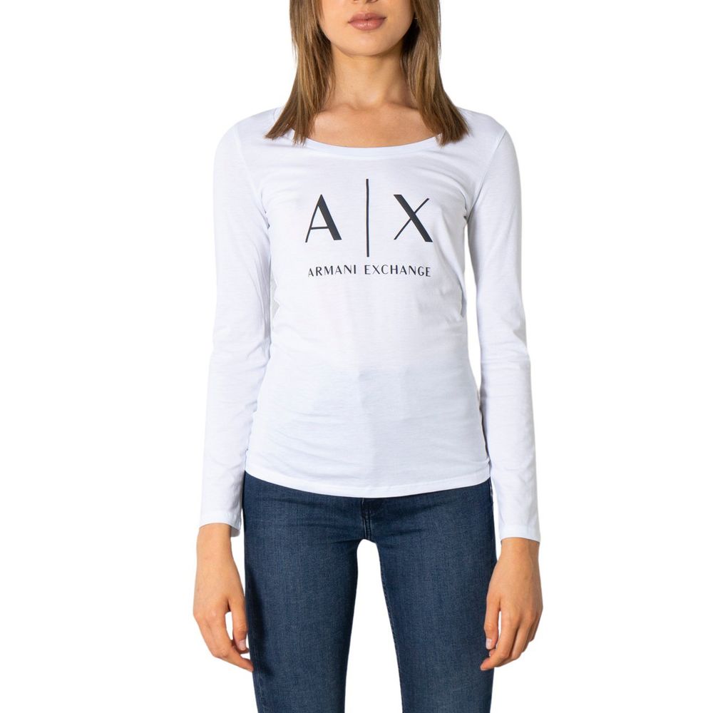 Armani Exchange White Cotton Long Sleeve T-Shirt | Regal Royce