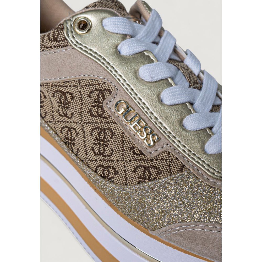 Guess Beige Polyester Platform Sneakers | Regal Royce