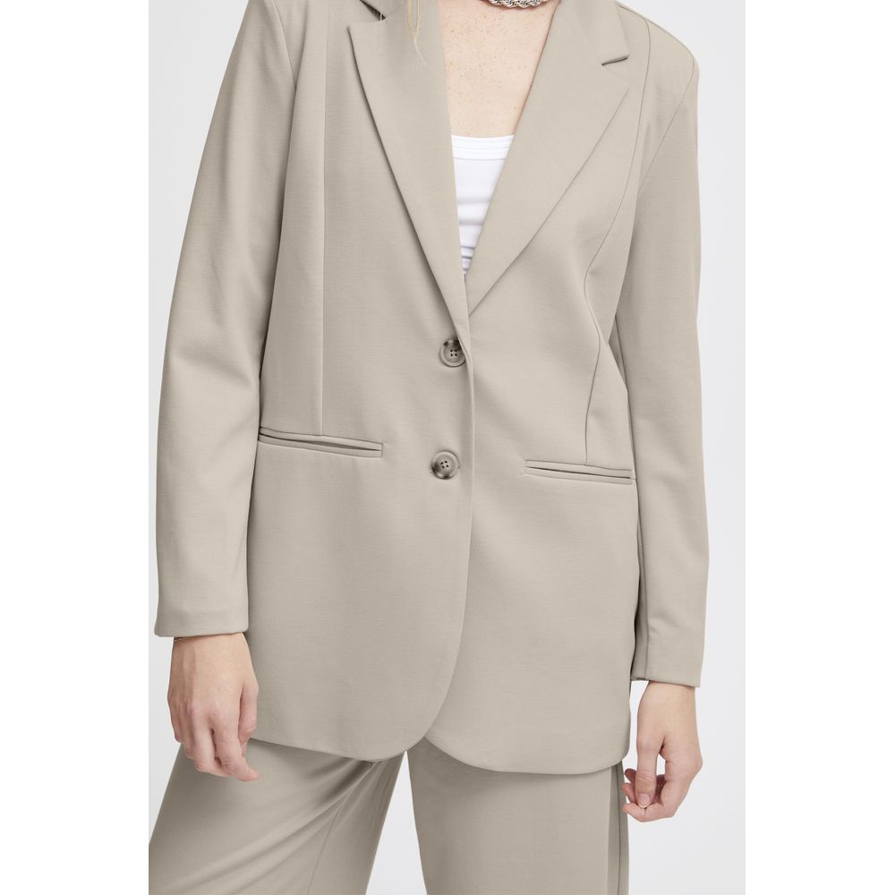 ICHI Beige Recycled Polyester Blazer | Regal Royce
