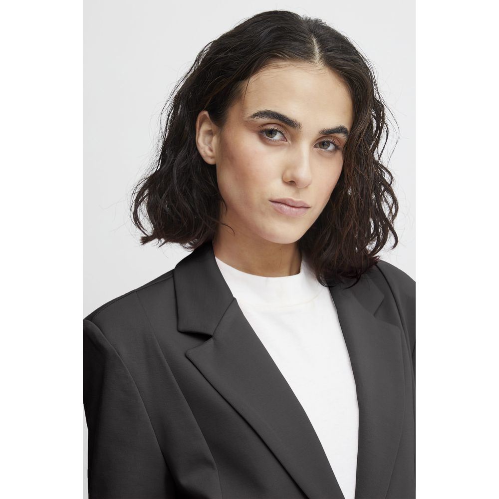 ICHI Black Recycled Polyester Blazer | Regal Royce