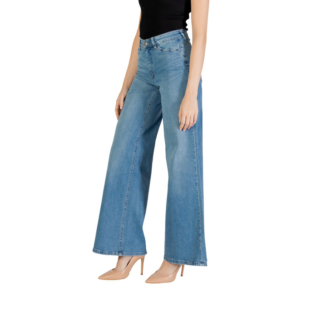 ICHI Light Blue Cotton Bootcut Jeans | Regal Royce