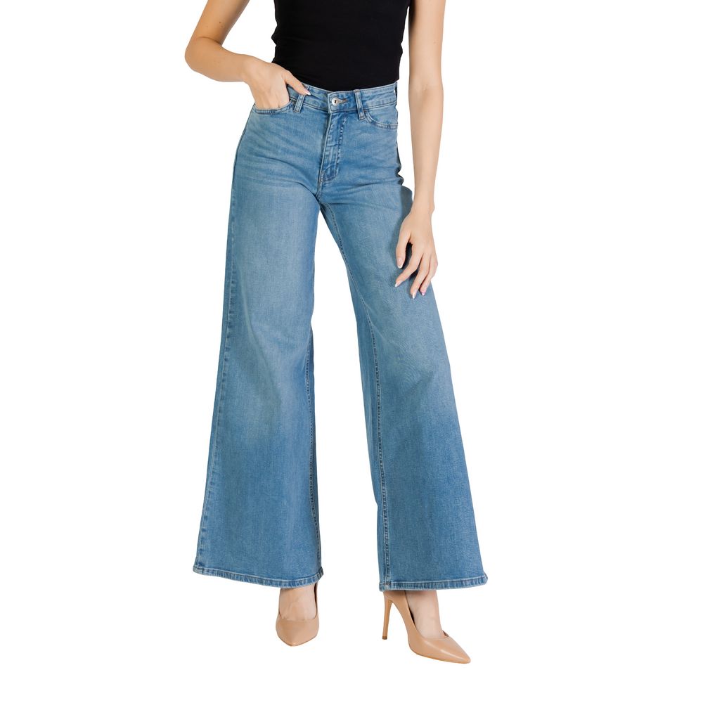 ICHI Light Blue Cotton Bootcut Jeans | Regal Royce