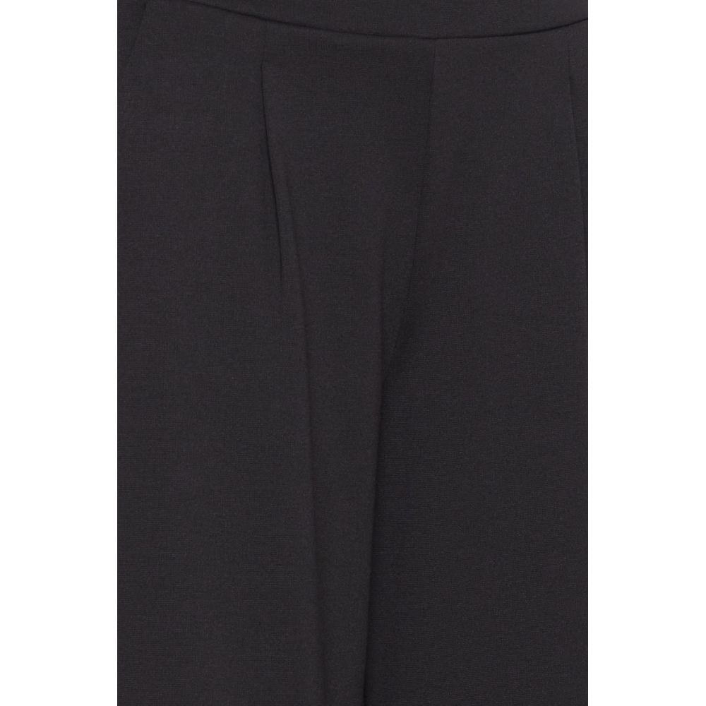 ICHI Black Recycled Polyester Flared Pants | Regal Royce