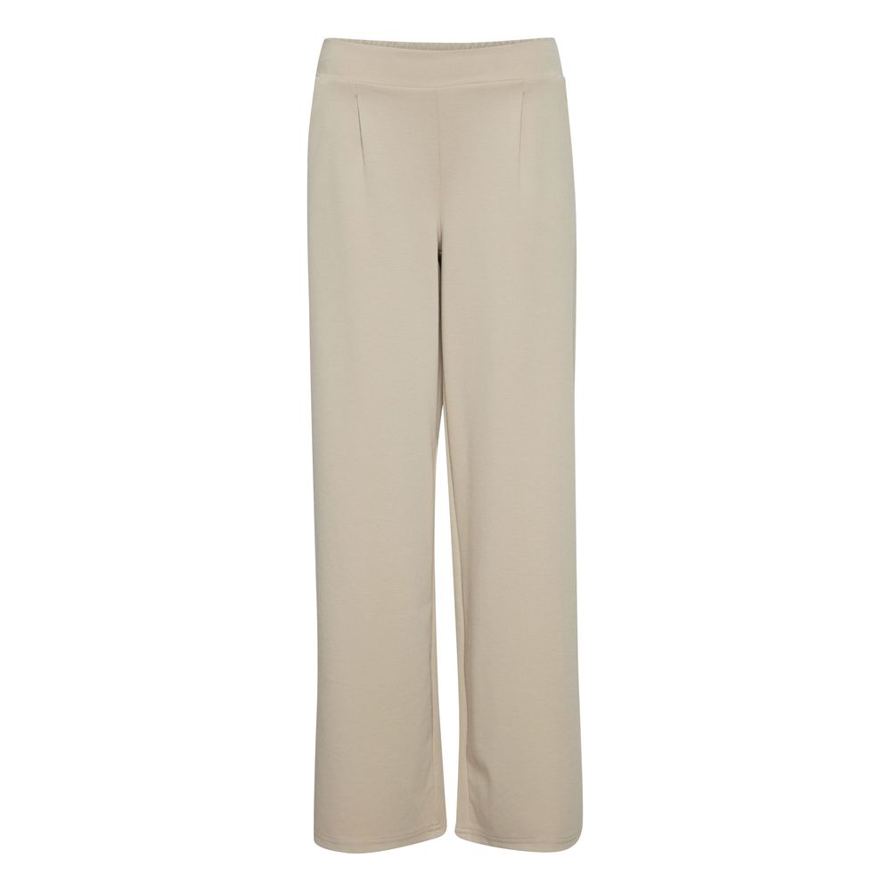 ICHI Beige Recycled Polyurethane Casual Pants | Regal Royce