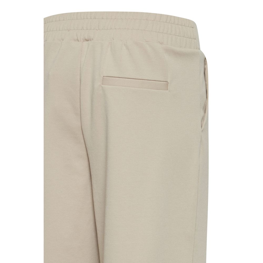ICHI Beige Recycled Polyurethane Casual Pants | Regal Royce