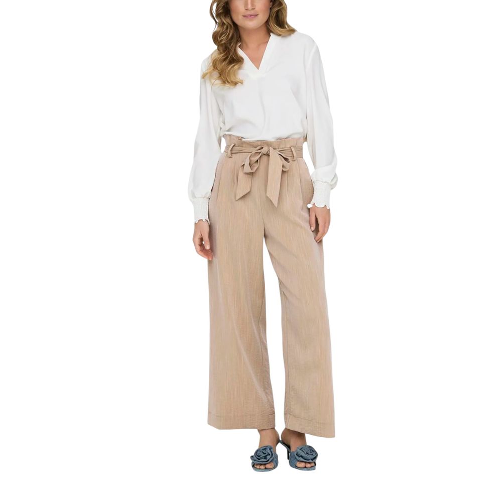 Only Beige Viscose Casual Pants | Regal Royce
