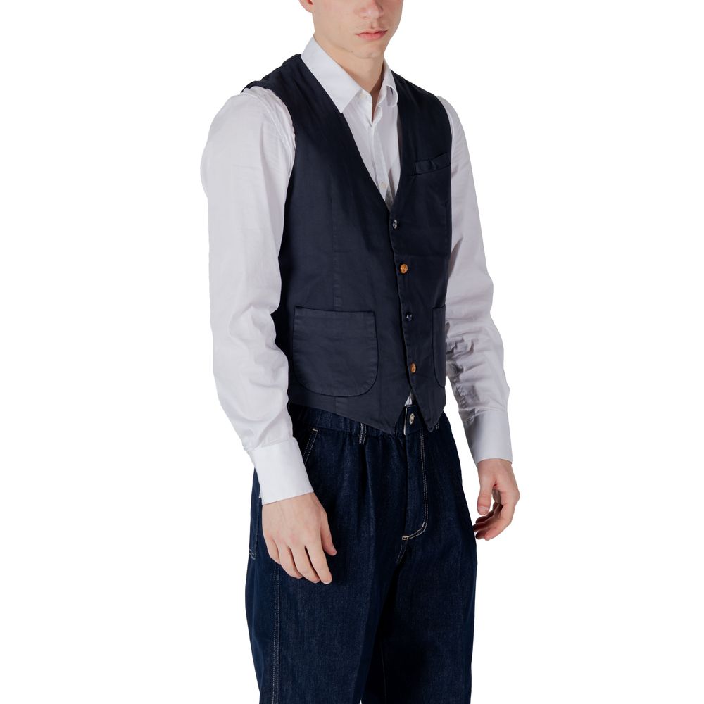 Gianni Lupo Blue Cotton Waistcoat | Regal Royce