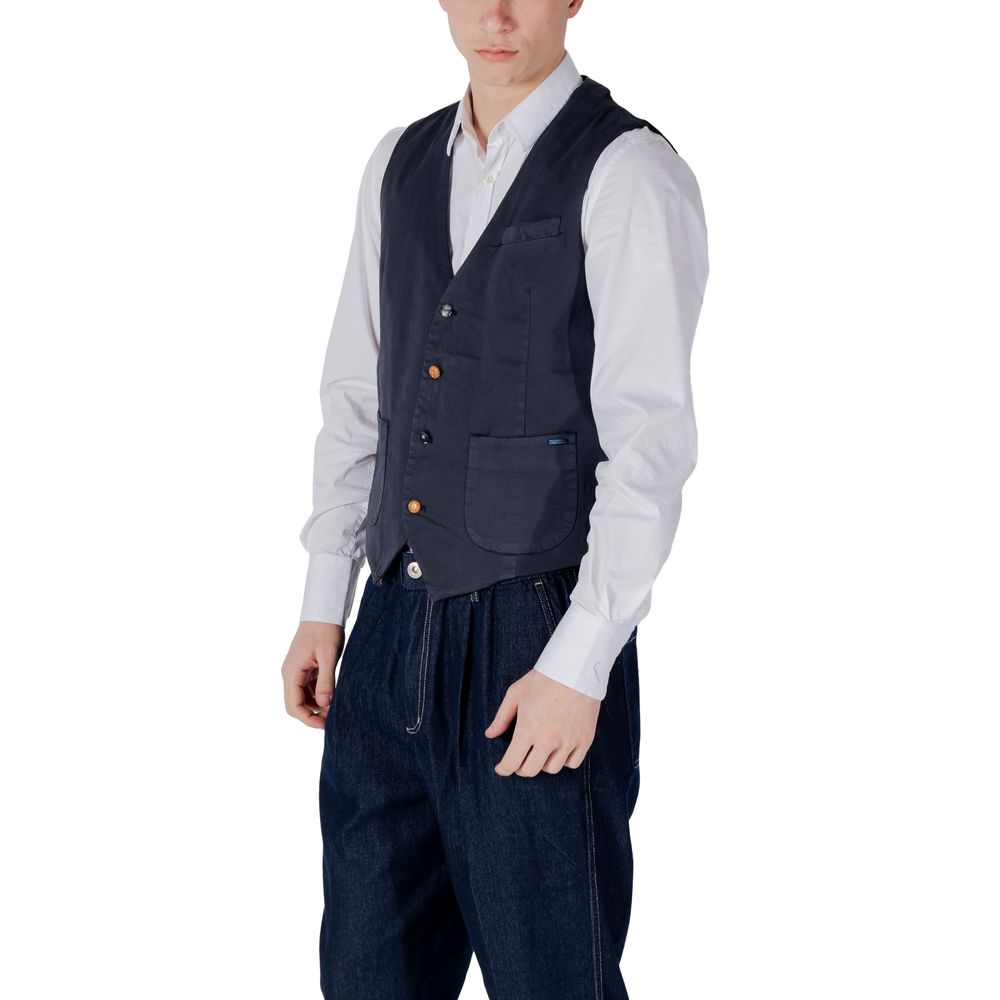 Gianni Lupo Blue Cotton Waistcoat | Regal Royce