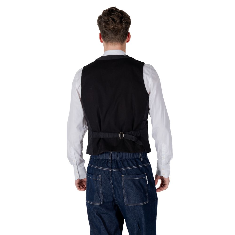 Gianni Lupo Black Cotton Waistcoat | Regal Royce