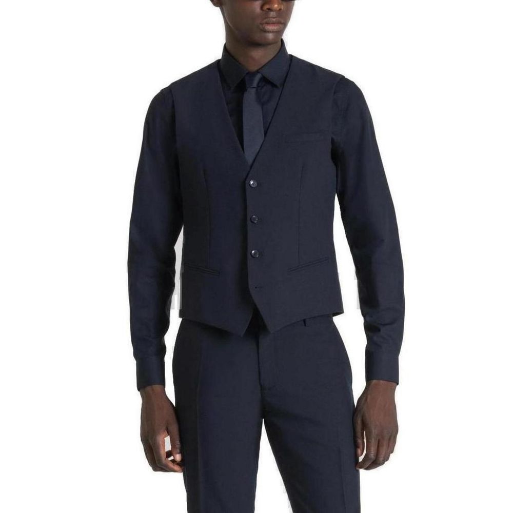 Antony Morato Blue Polyester Waistcoat | Regal Royce