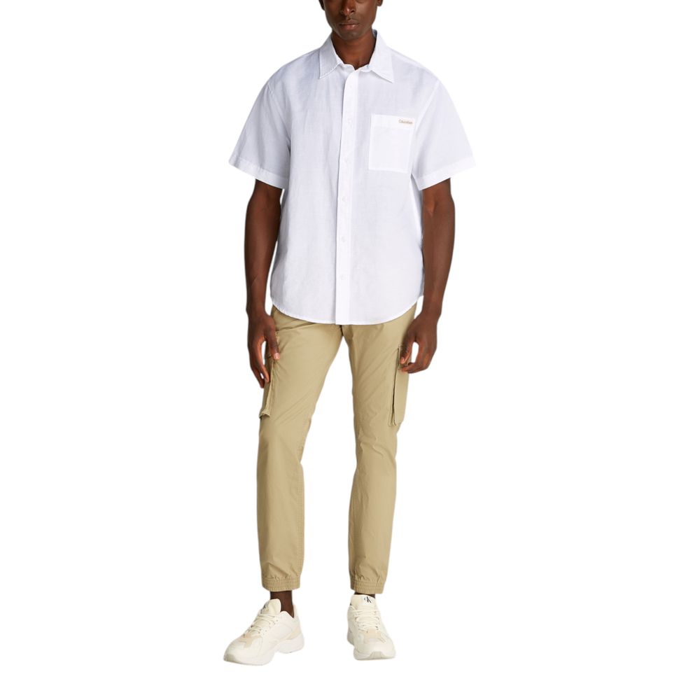Calvin Klein Jeans White Linen Shortsleeve Shirt | Regal Royce