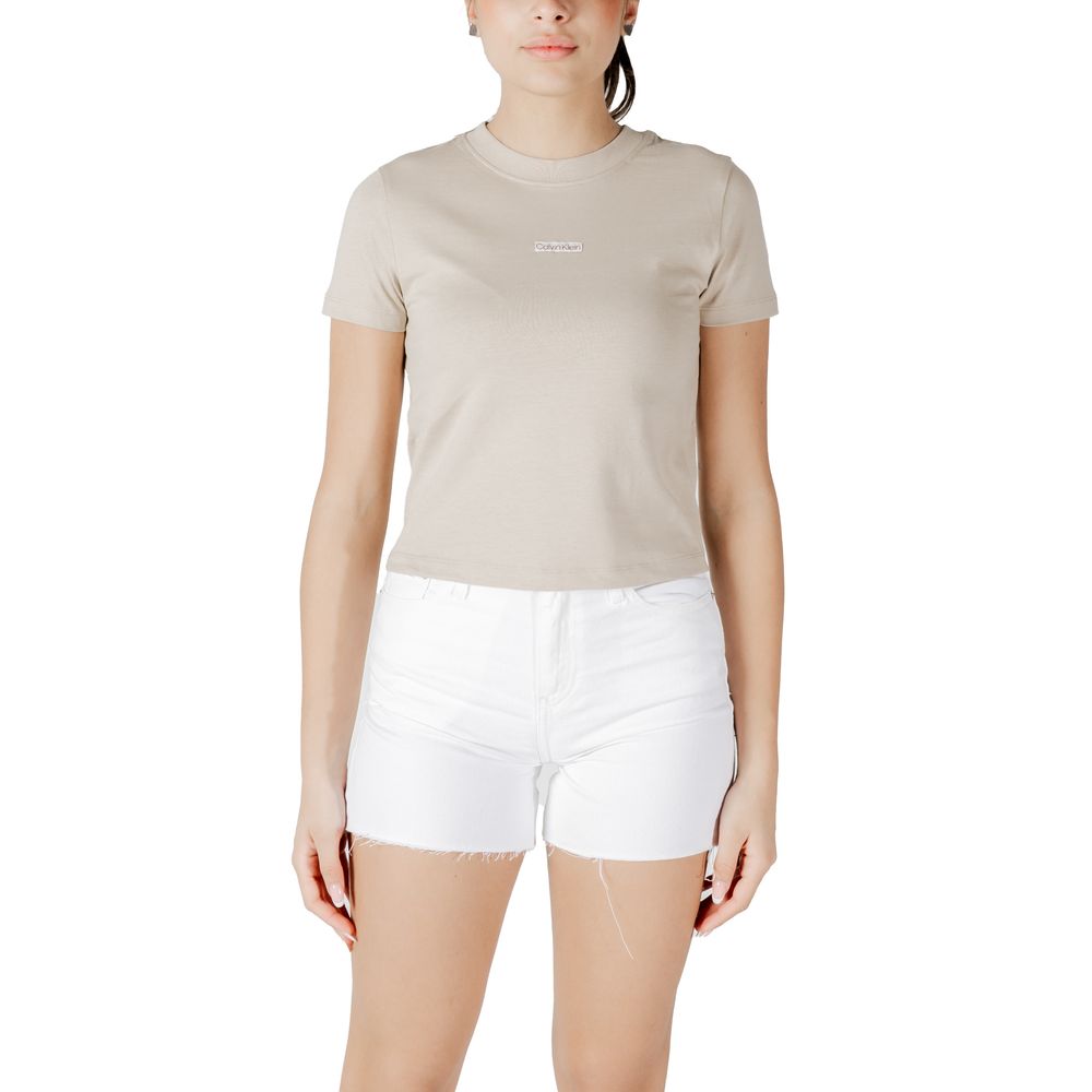 Calvin Klein Jeans Beige Recycled Cotton T-Shirt | Regal Royce