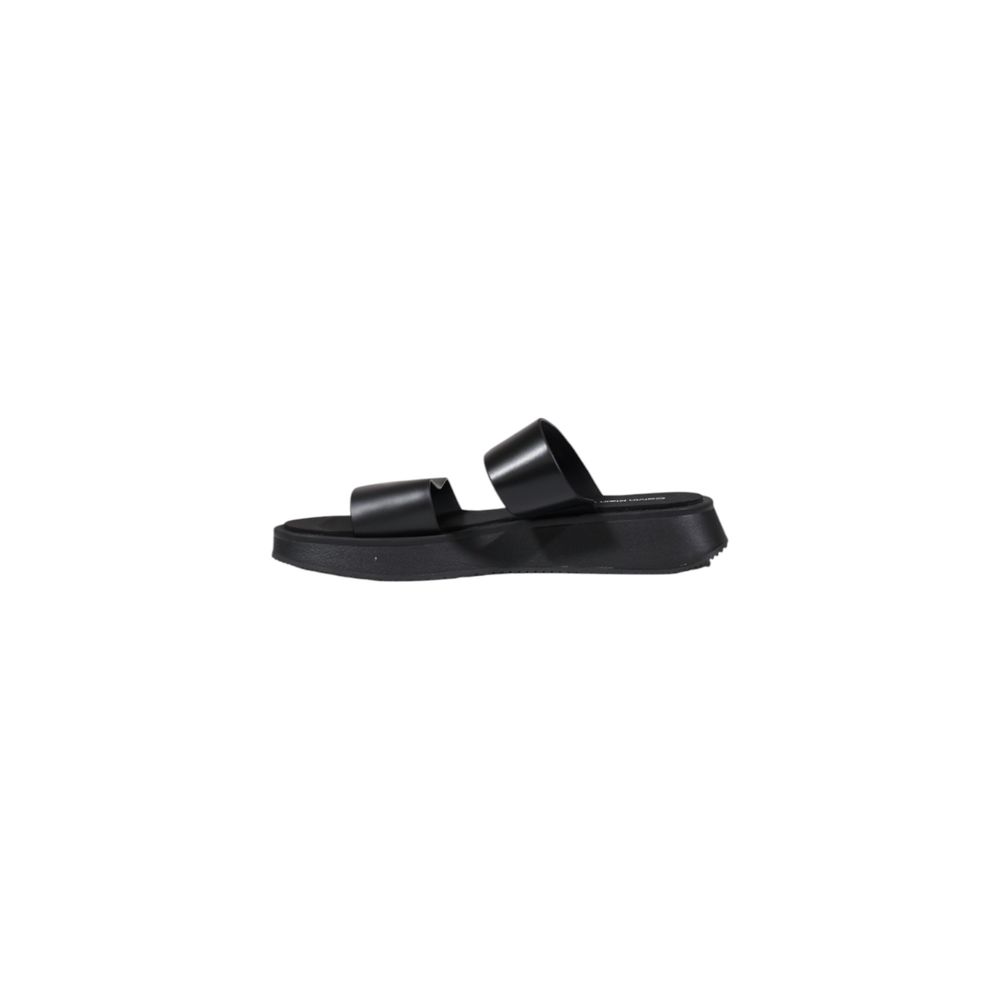 Calvin Klein Jeans Black Leather Flat Sandals | Regal Royce
