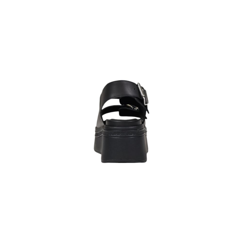 Tommy Hilfiger Jeans Black Leather Platform Sandals | Regal Royce