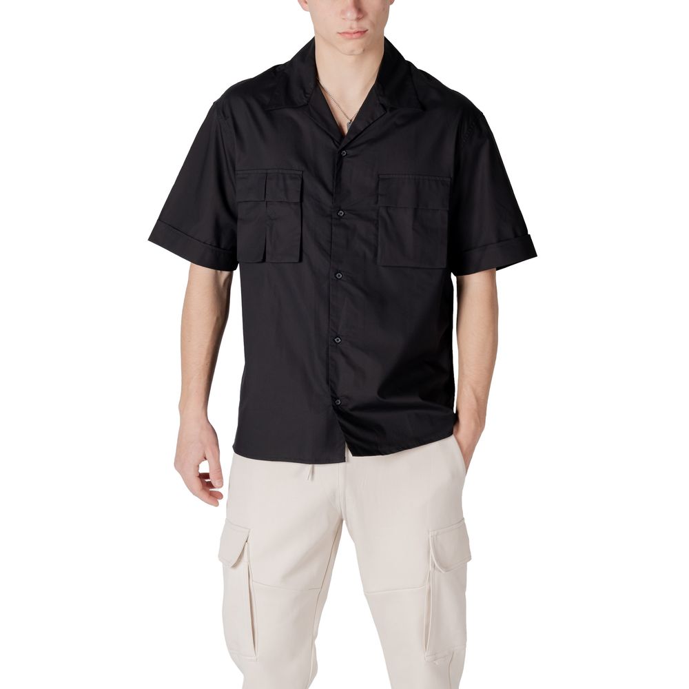 Antony Morato Black Lyocell Shortsleeve Shirt | Regal Royce
