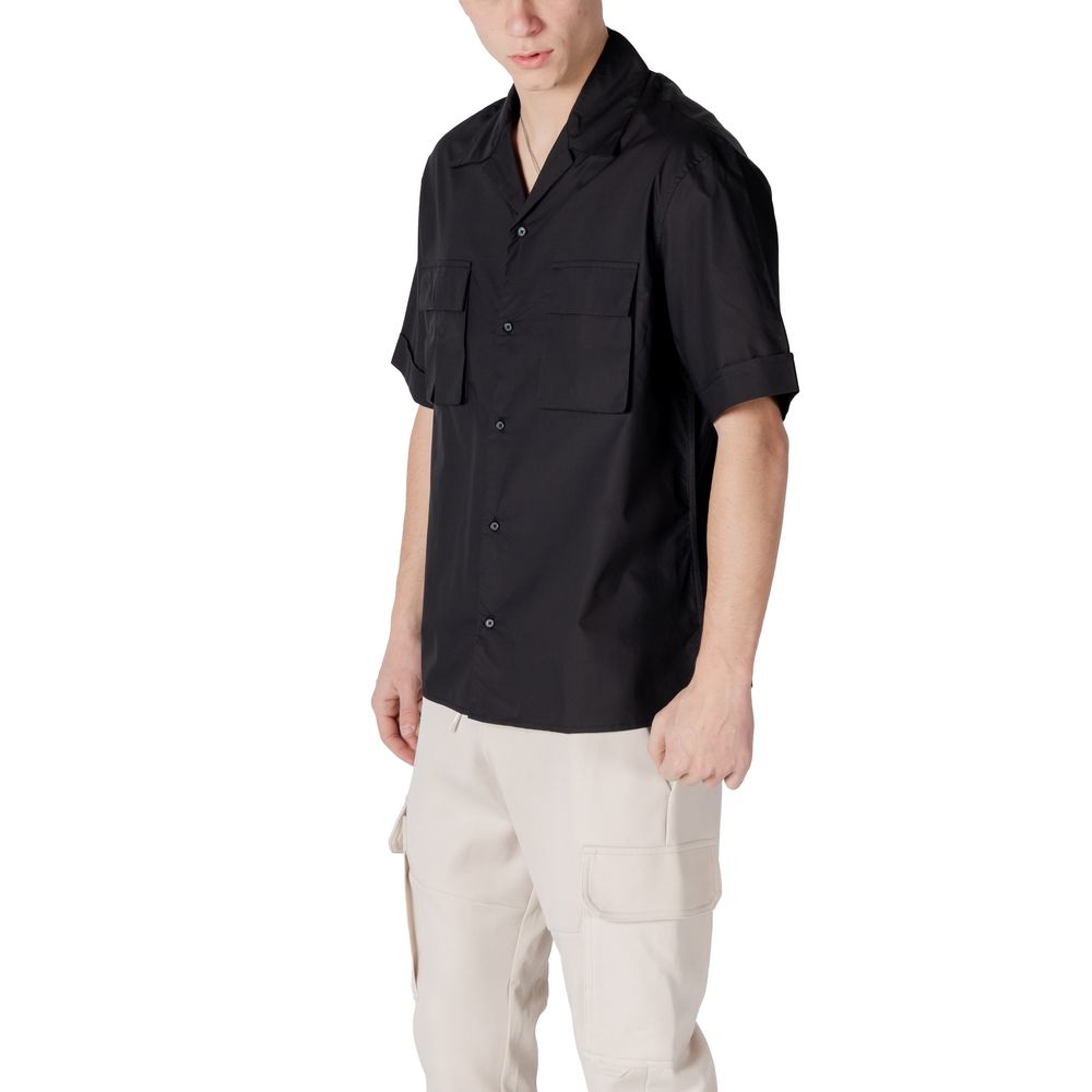 Antony Morato Black Lyocell Shortsleeve Shirt | Regal Royce