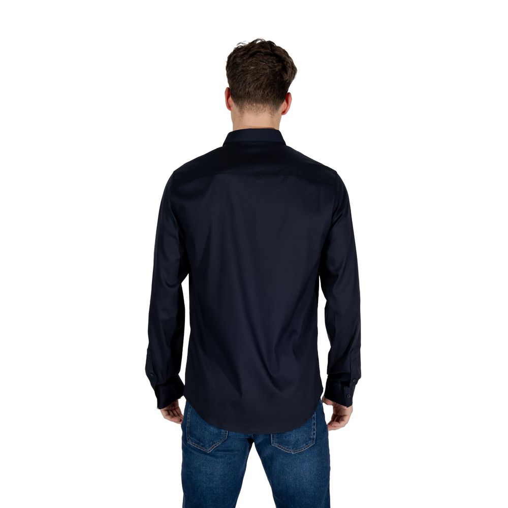 Armani Exchange Blue Lyocell Dress Shirt