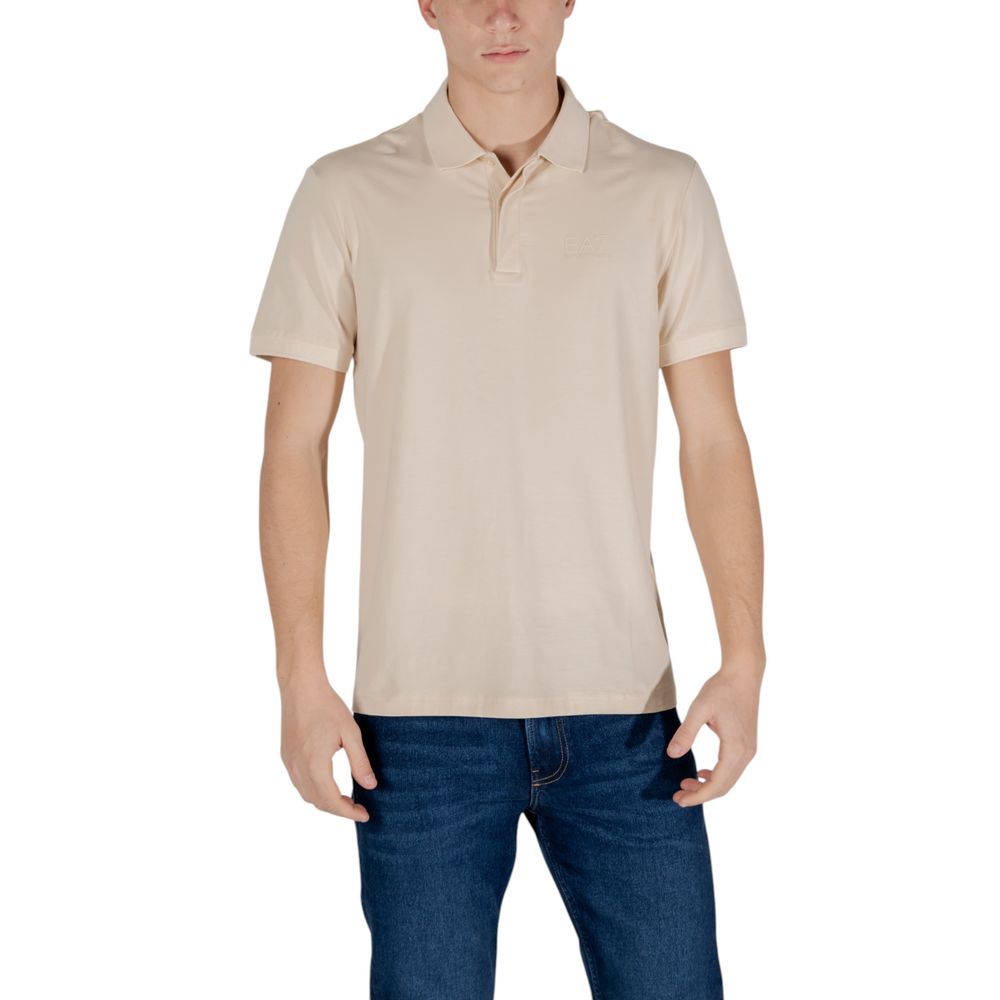 EA7 Emporio Armani Beige Cotton Polo Shirt | Regal Royce