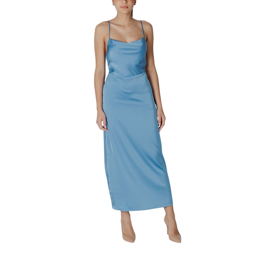 Vila Clothes Turquoise Polyester Long Dress | Regal Royce