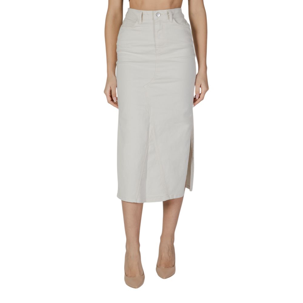 Vila Clothes Cream Cotton Long Skirt | Regal Royce
