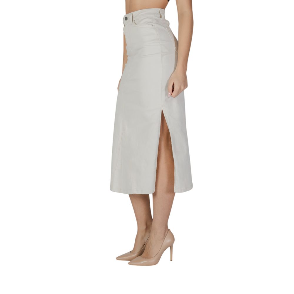 Vila Clothes Cream Cotton Long Skirt | Regal Royce