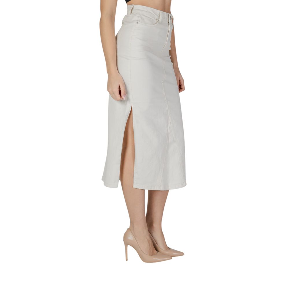 Vila Clothes Cream Cotton Long Skirt | Regal Royce