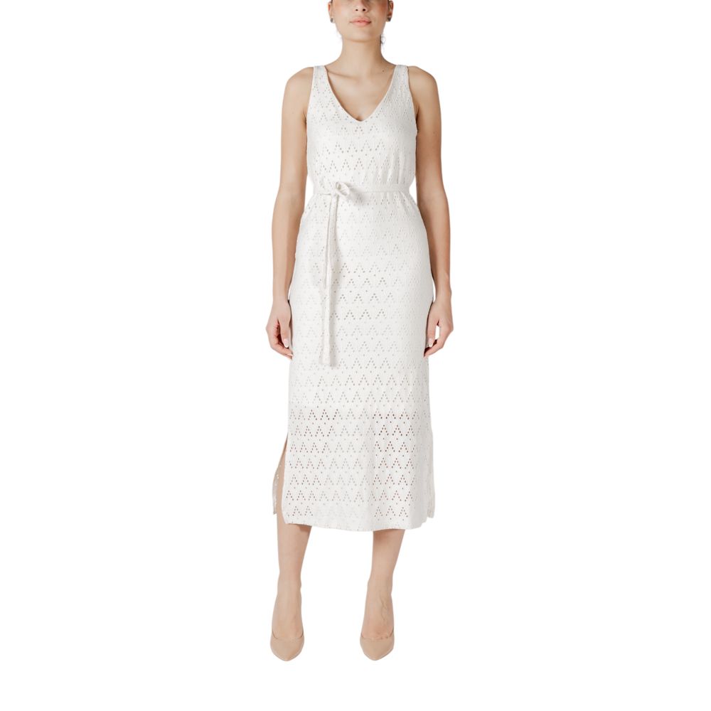 Vila Clothes Beige Recycled Polyester Midi Dress | Regal Royce