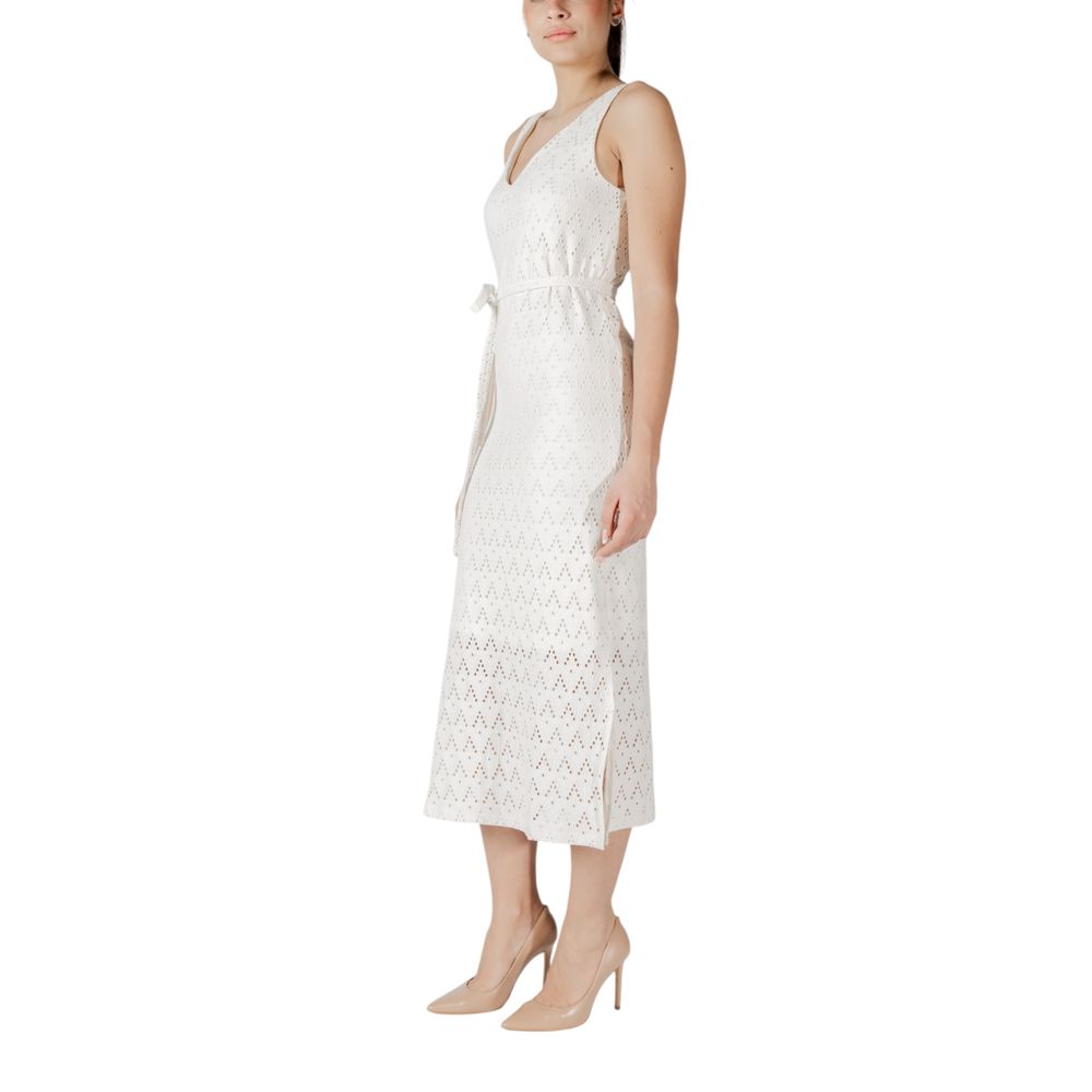 Vila Clothes Beige Recycled Polyester Midi Dress | Regal Royce