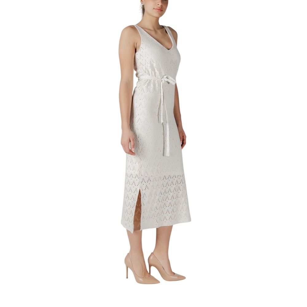 Vila Clothes Beige Recycled Polyester Midi Dress | Regal Royce
