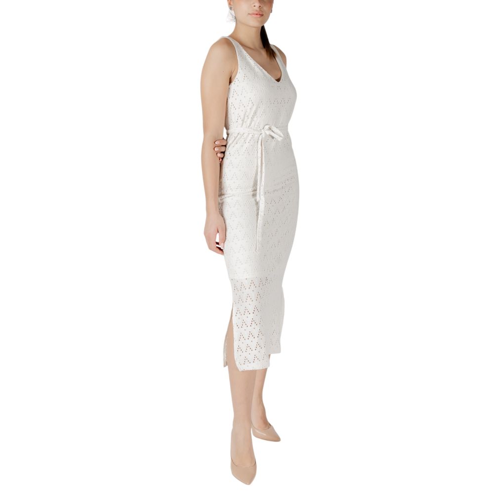 Vila Clothes Beige Recycled Polyester Midi Dress | Regal Royce