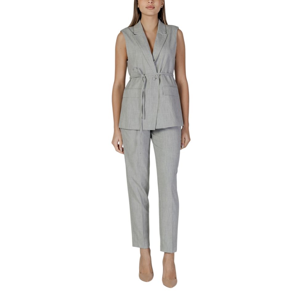 Vila Clothes Gray Recycled Polyester Waistcoat | Regal Royce