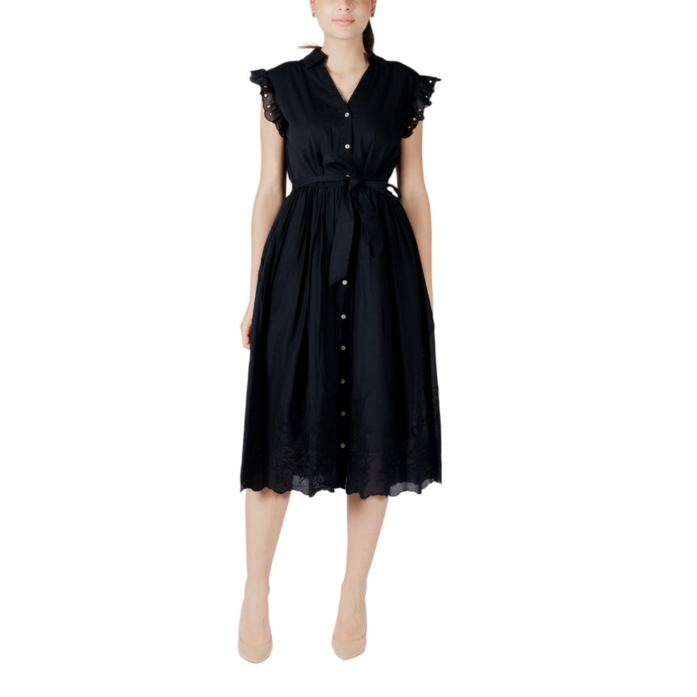 Vila Clothes Black Cotton Midi Dress | Regal Royce