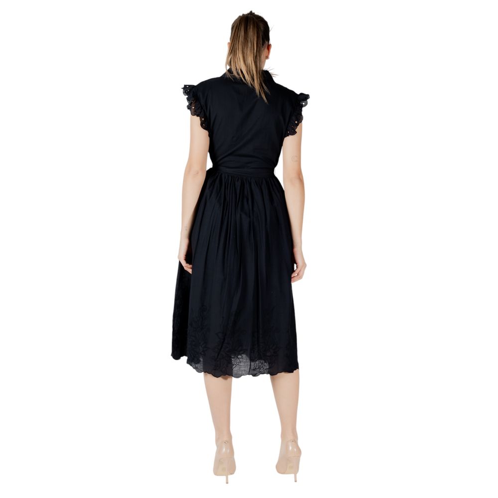 Vila Clothes Black Cotton Midi Dress | Regal Royce