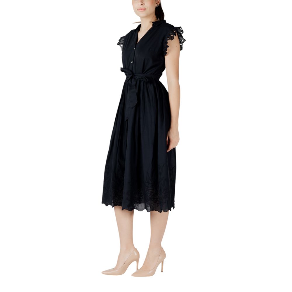 Vila Clothes Black Cotton Midi Dress | Regal Royce