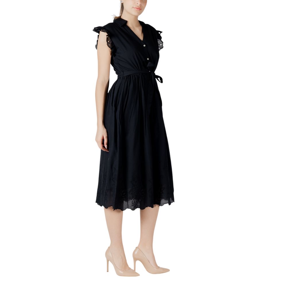 Vila Clothes Black Cotton Midi Dress | Regal Royce
