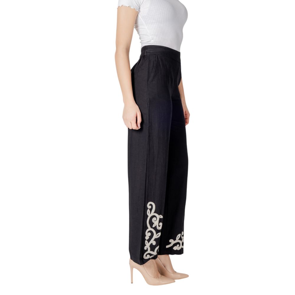 Vila Clothes Black Viscose Flared Pants | Regal Royce
