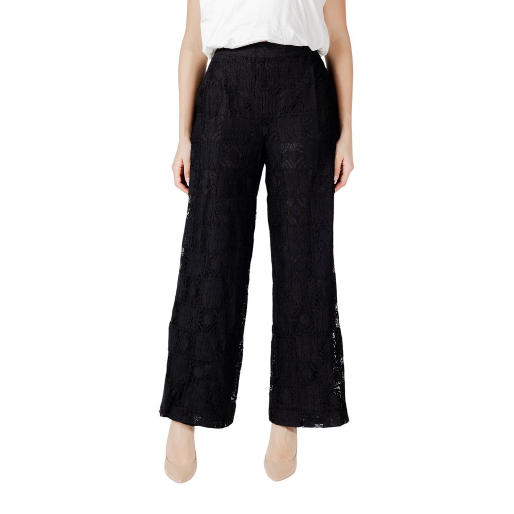 Vila Clothes Black Cotton Casual Pants | Regal Royce