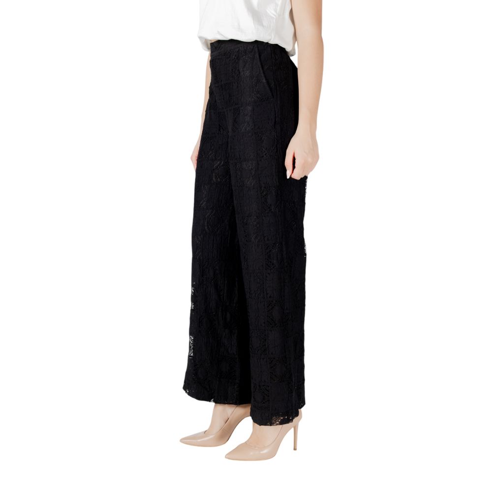 Vila Clothes Black Cotton Casual Pants | Regal Royce