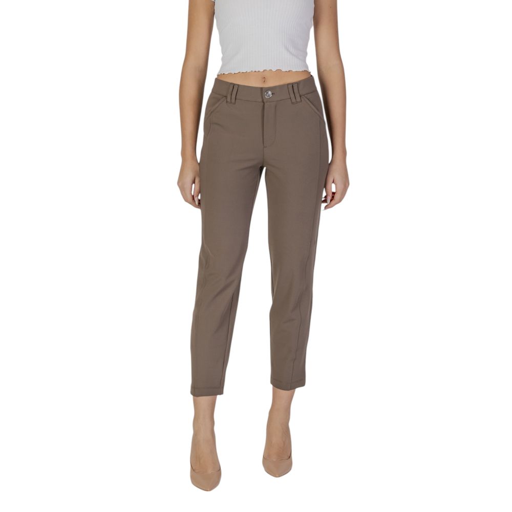 Street One Brown Polyester Casual Pants | Regal Royce