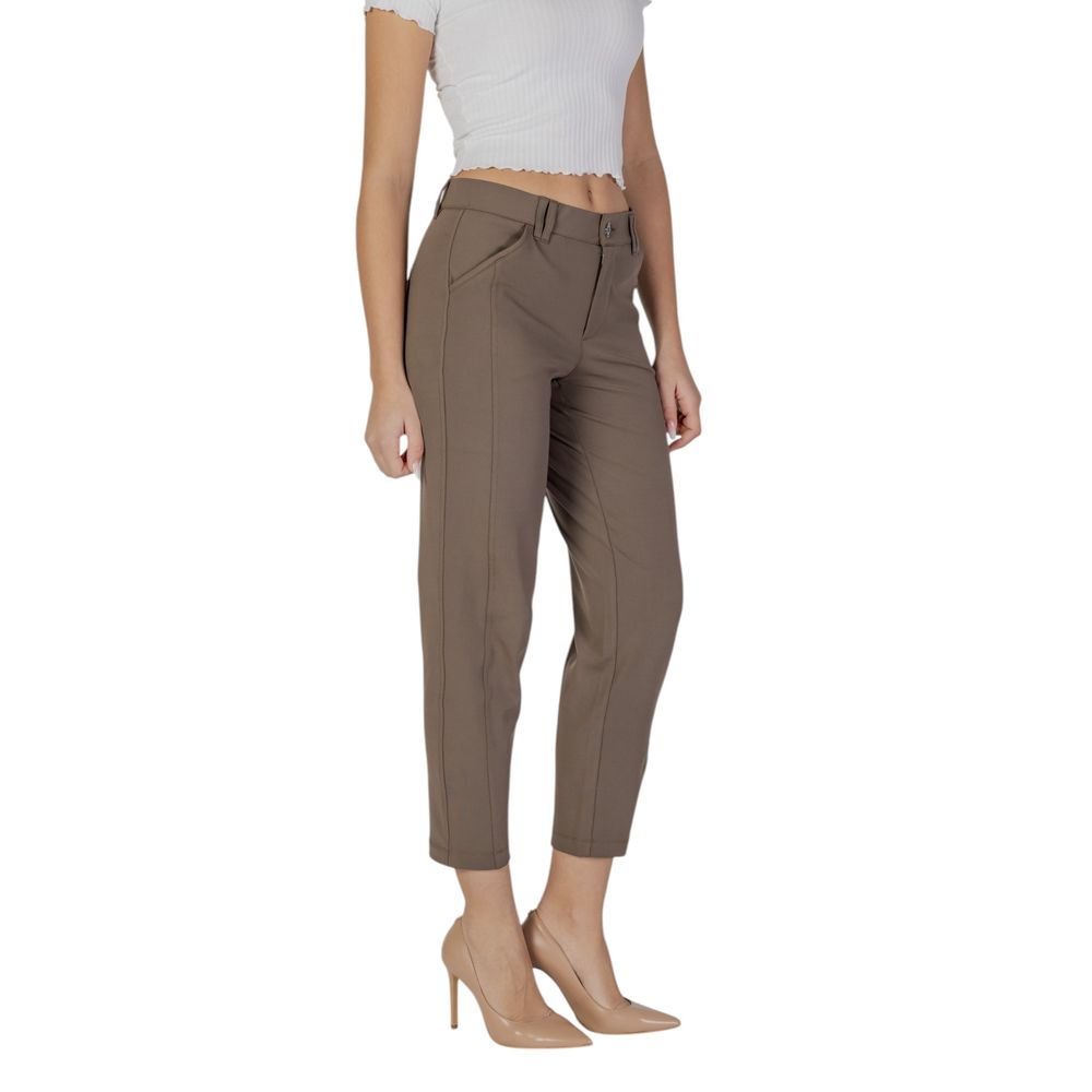 Street One Brown Polyester Casual Pants | Regal Royce