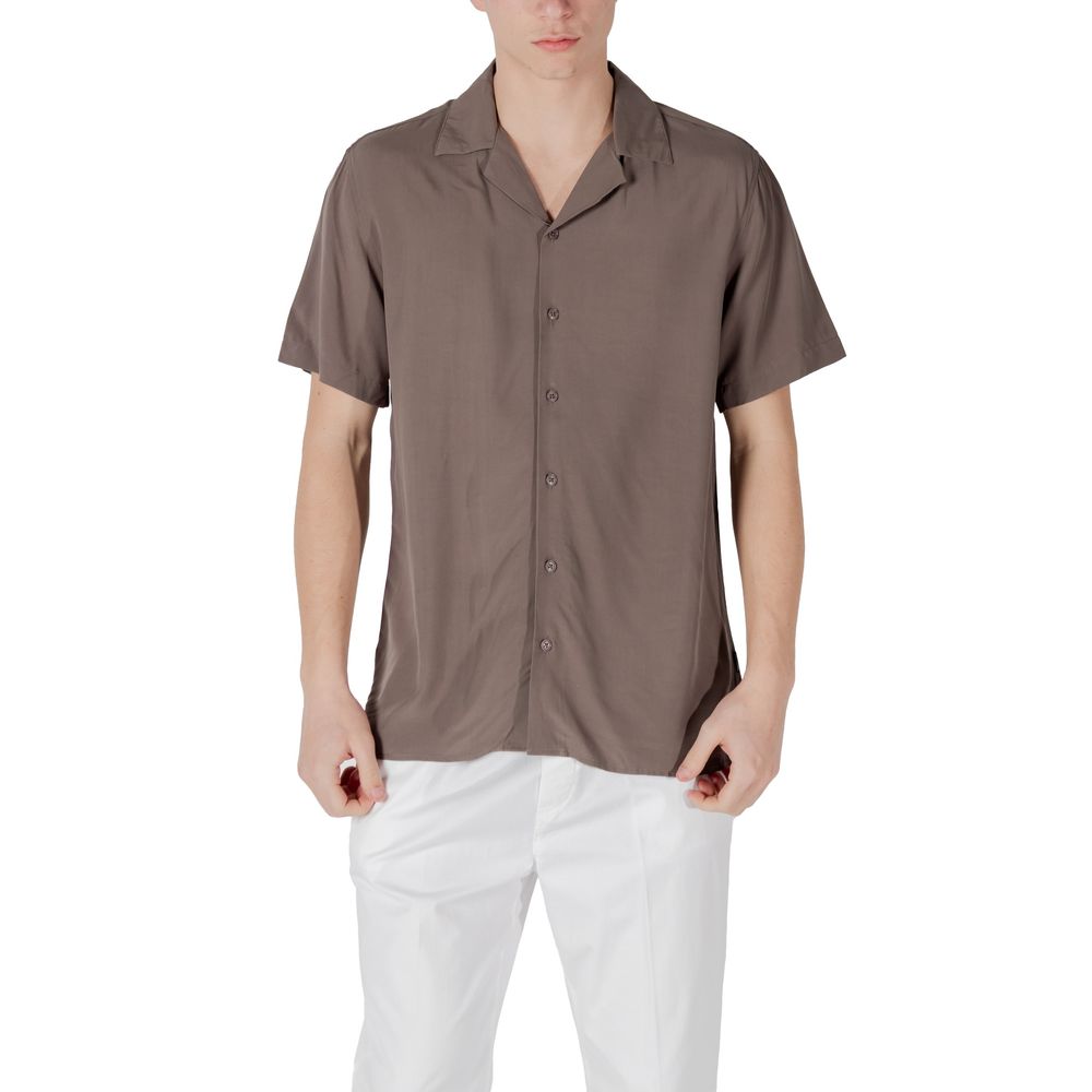 Gianni Lupo Brown Viscose Shortsleeve Shirt | Regal Royce