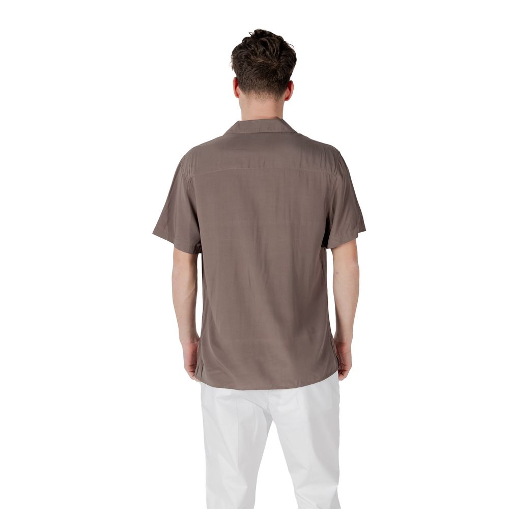 Gianni Lupo Brown Viscose Shortsleeve Shirt | Regal Royce