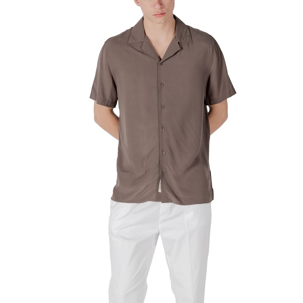 Gianni Lupo Brown Viscose Shortsleeve Shirt | Regal Royce
