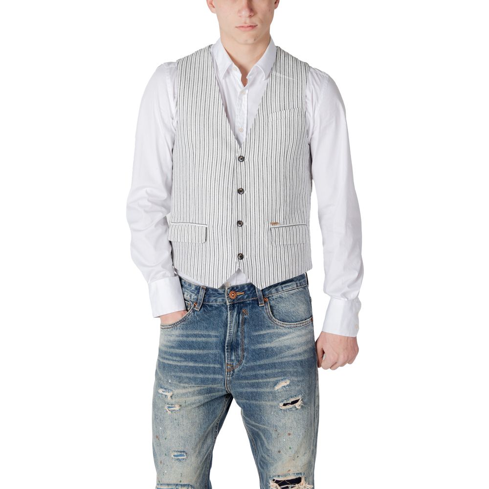 Gianni Lupo Black Linen Waistcoat | Regal Royce