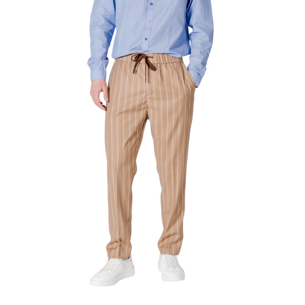 Gianni Lupo Beige Polyester Casual Pants | Regal Royce