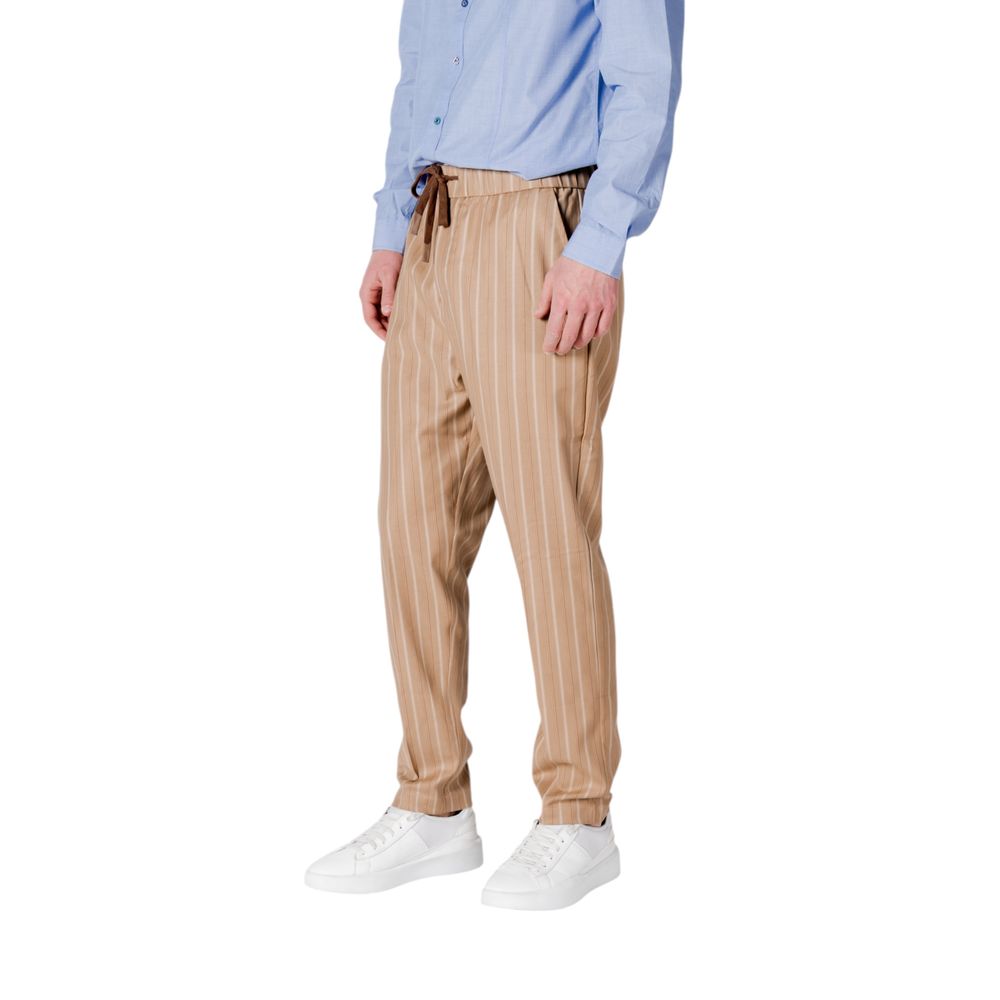 Gianni Lupo Beige Polyester Casual Pants | Regal Royce