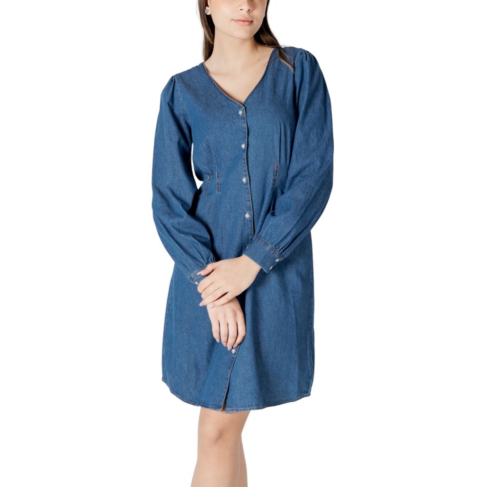 ICHI Blue Cotton Short Dress | Regal Royce
